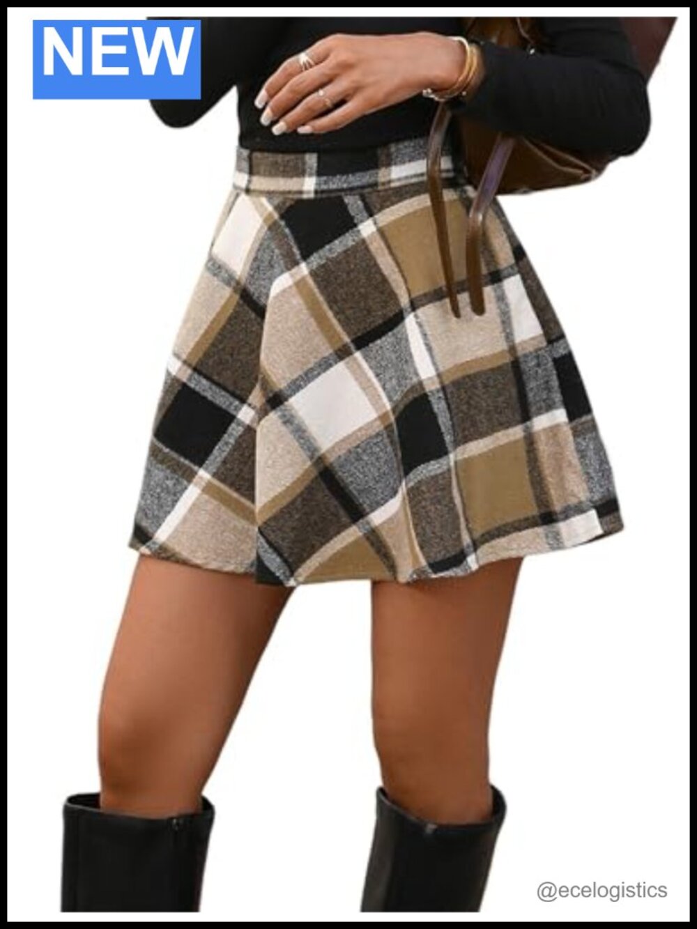 Women's Plaid A-Line Mini Skirt High Waist Flared Fall Winter